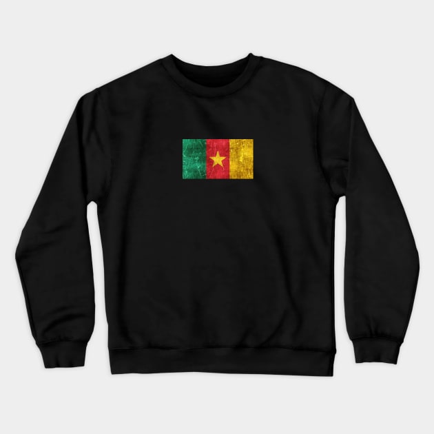 Vintage Aged and Scratched Cameroon Flag Crewneck Sweatshirt by jeffbartels
